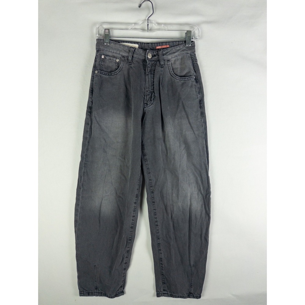Anthropologie Pilcro Barrel Leg Jeans Womens 25 Faded Black Denim Boho Streetwea